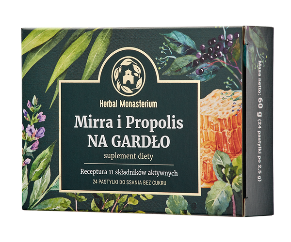 Mirra i propolis na gardło Herbal Monasterium 24 tabletki