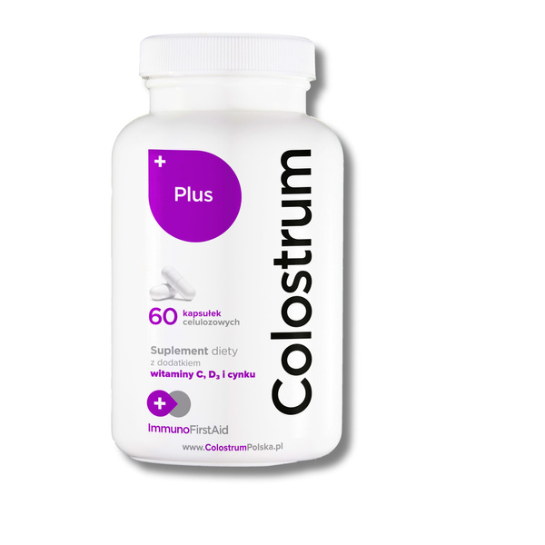 Colostrum Plus 500 mg + C +D3 + cynk 60 kapsułek