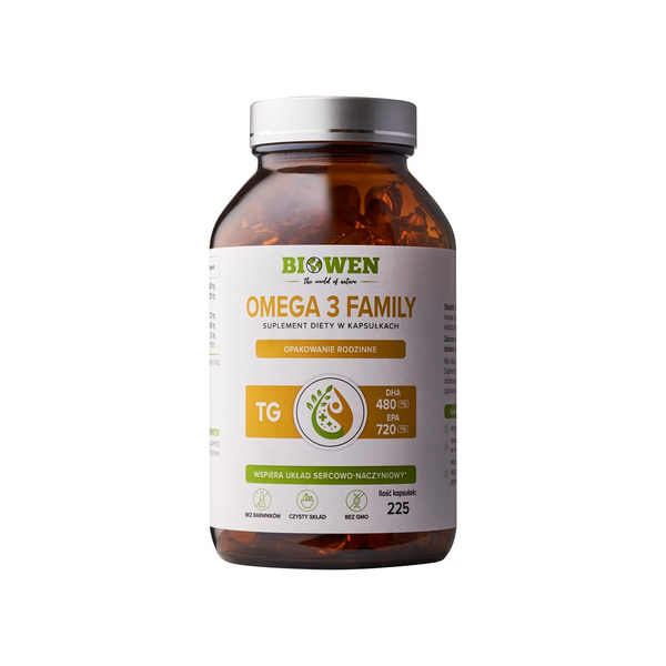  Omega 3 Family TG Biowen (720 mg EPA, 480 mg DHA) - 225 kapsułek 